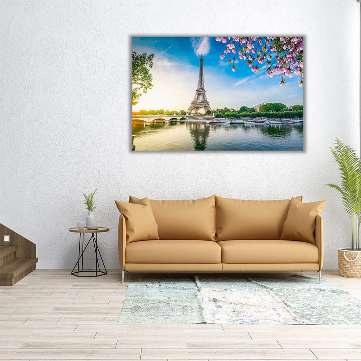 Eiffel Tower During Sunrise in Paris France - Canvas Print Wall Art