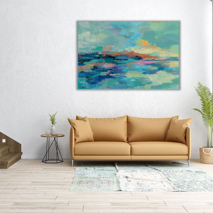 60x40 Wall Art – large modern seascape canvas in cool hues