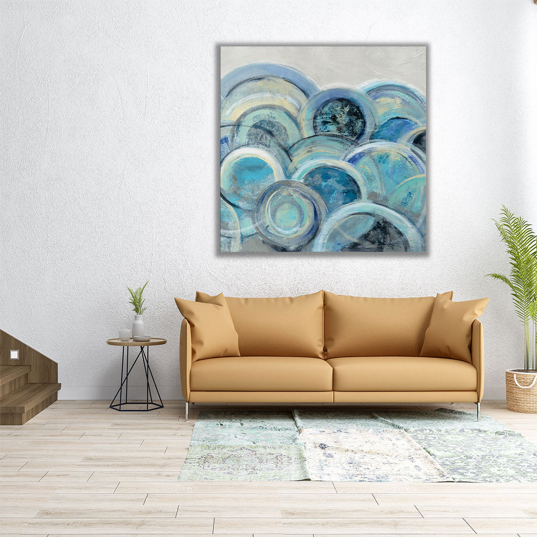 Square blue grey abstract wall painting