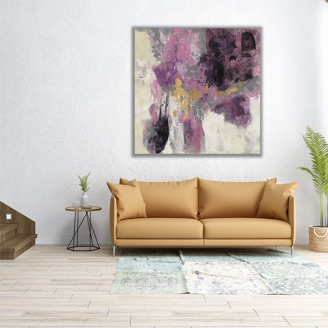 Square purple textured wall painting