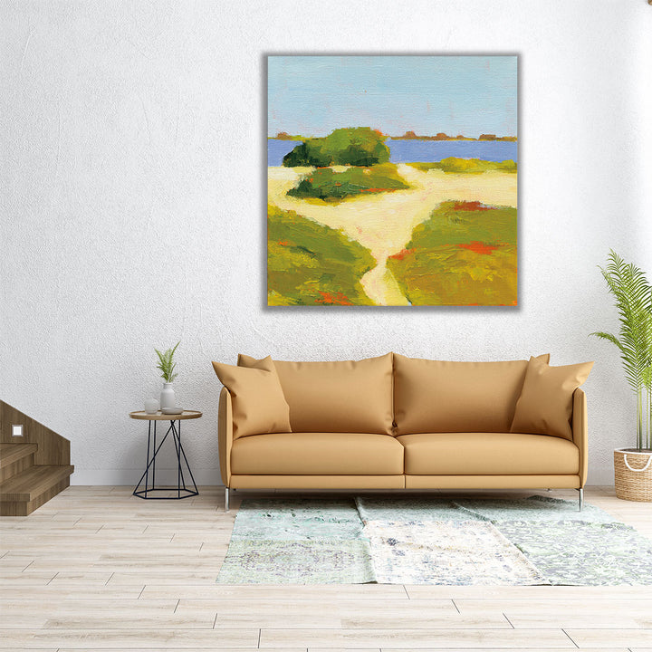 40x40 canvas of abstract beach scene