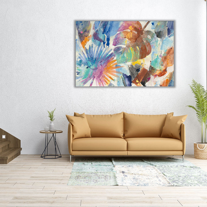 Large abstract leaf print for living room