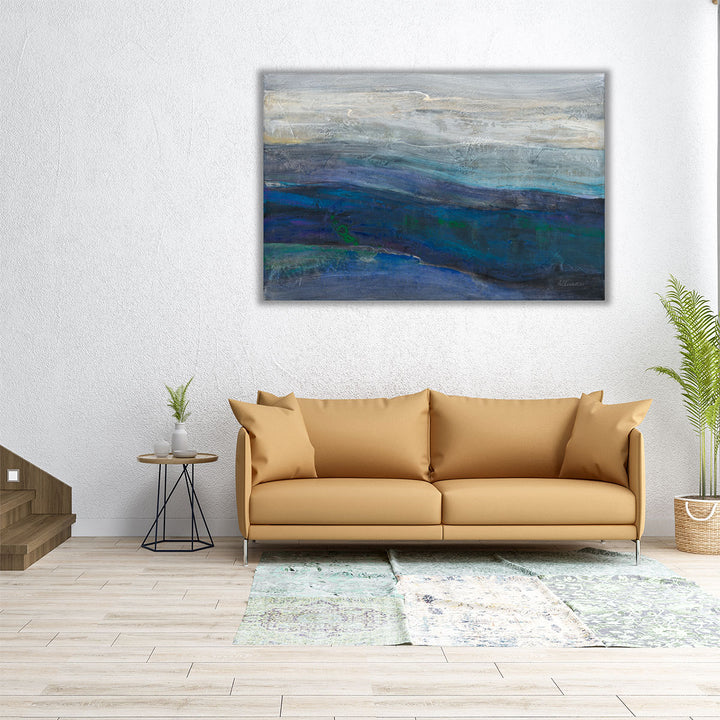Large canvas blue artwork for living spaces