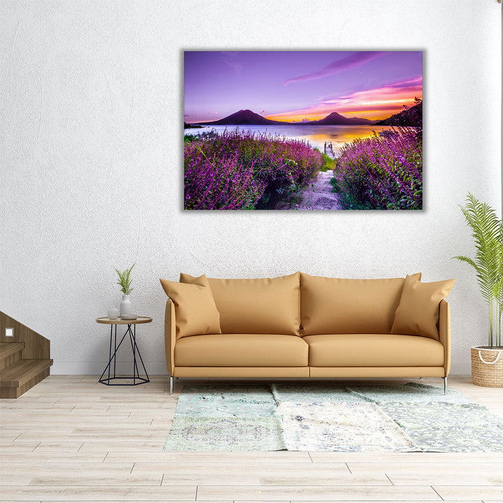 30x20 lavender and lake wall art with soft tones