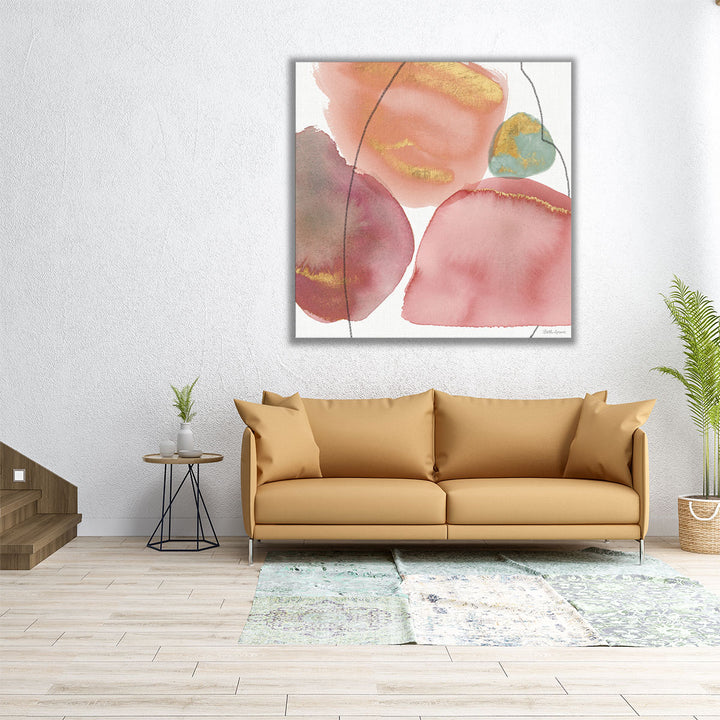 Large pink wall art on white canvas