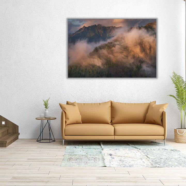 60x40 canvas of mountain landscape in brown and neutral tones