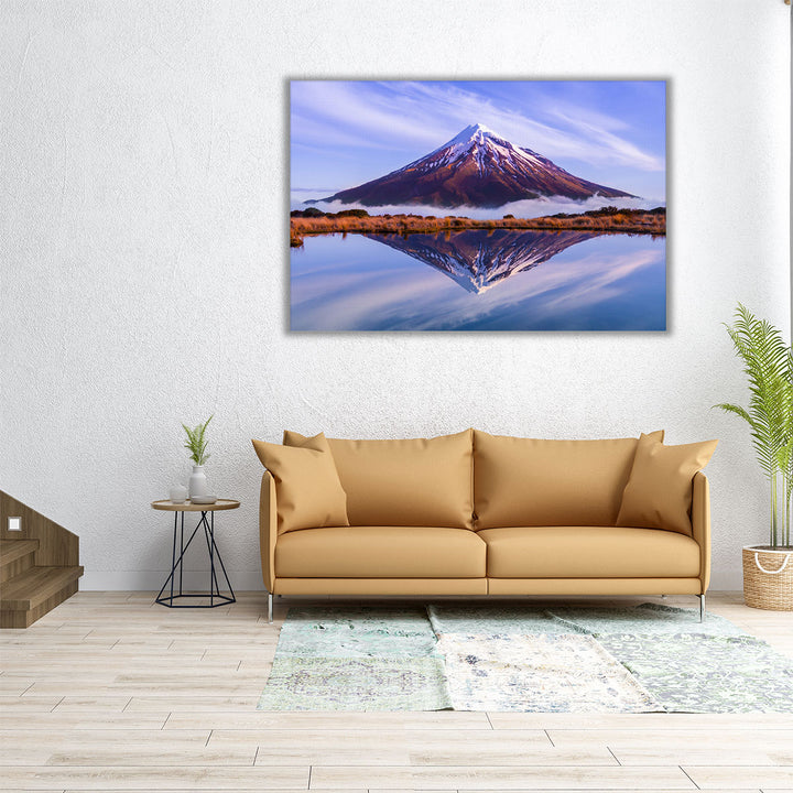 30x20 Taranaki mountain print, soft neutral colors