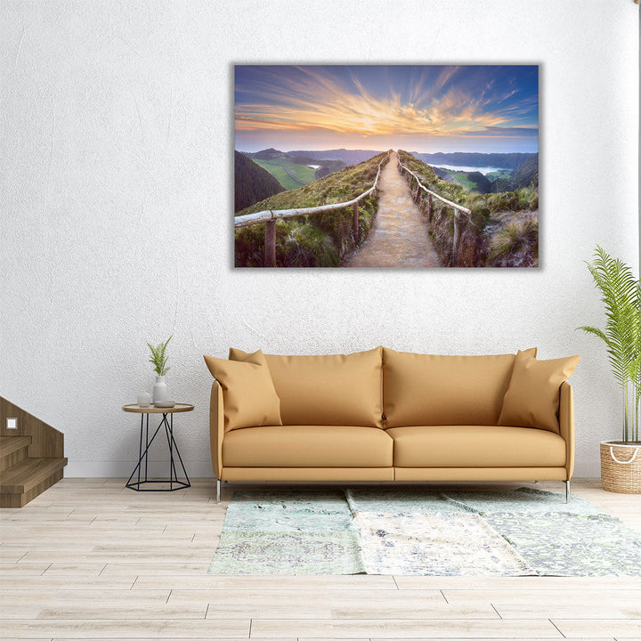 36x24 Azores canvas print, lush mountain scenery