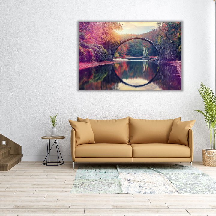 60x40 autumn lake scene with purple and brown tones