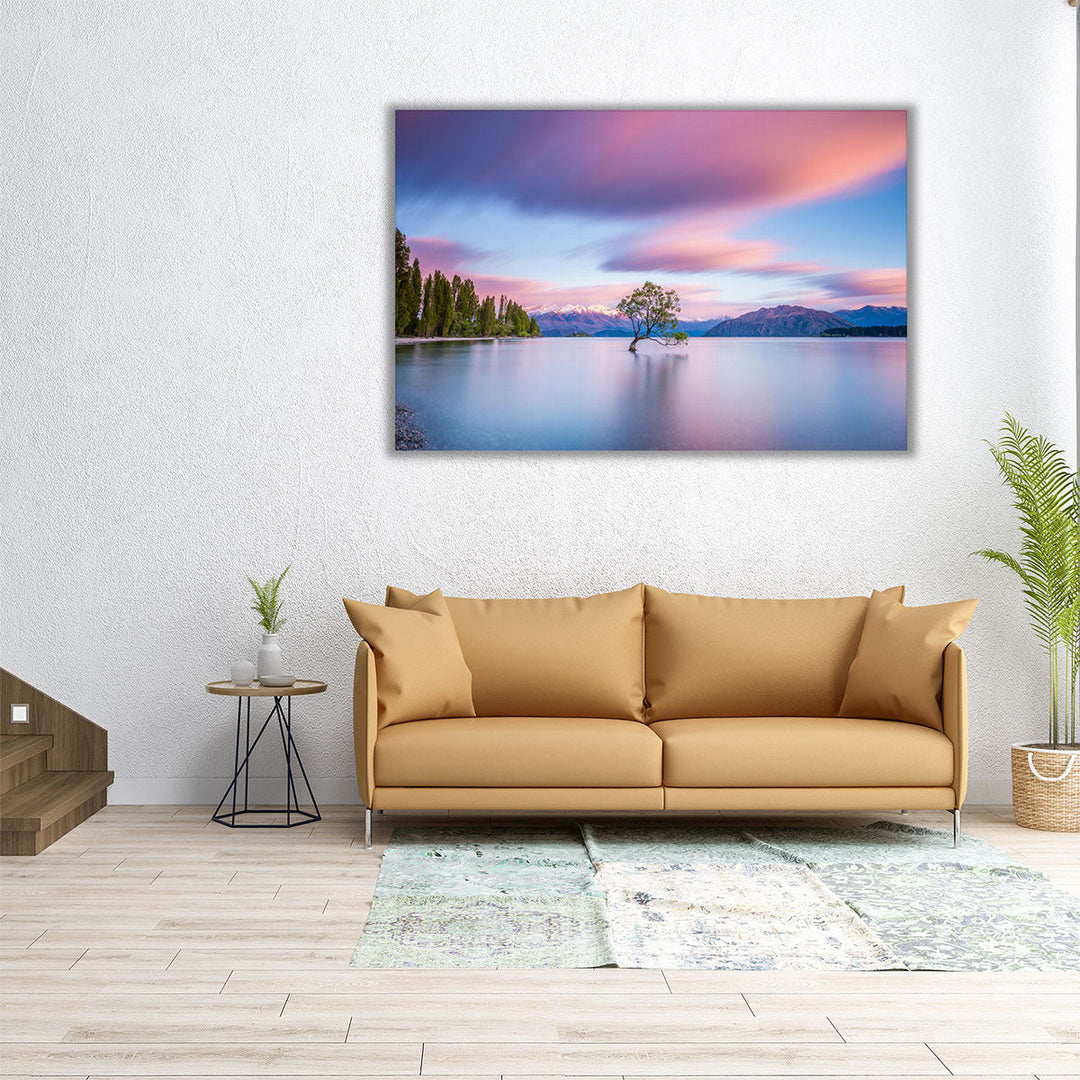 That Wanaka Tree At Sunrise - Canvas Print Wall Art