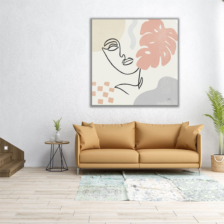 Square abstract face wall print for modern interiors