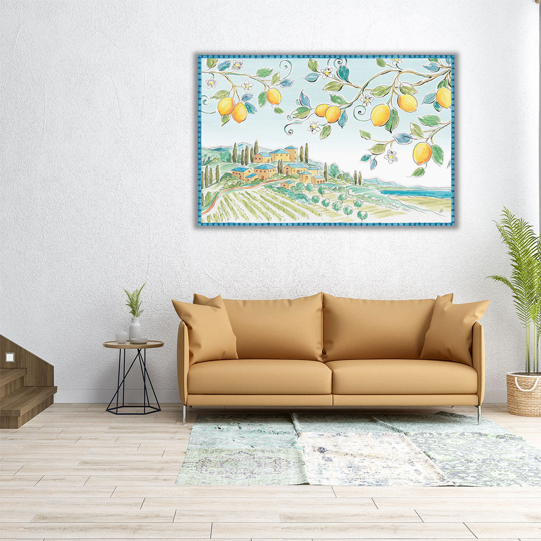 30x20 Mediterranean canvas art with trees and hills
