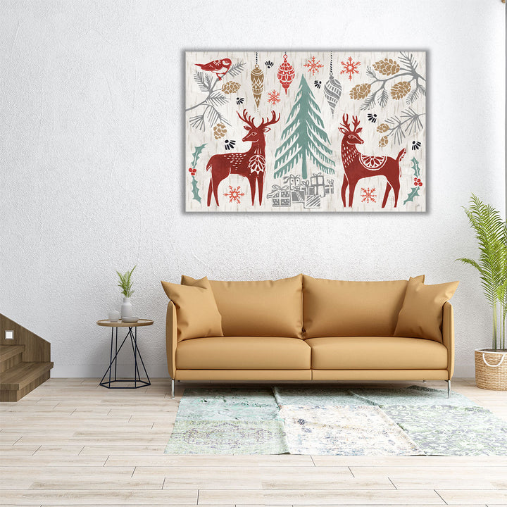 Woodcut Christmas I - Canvas Print Wall Art