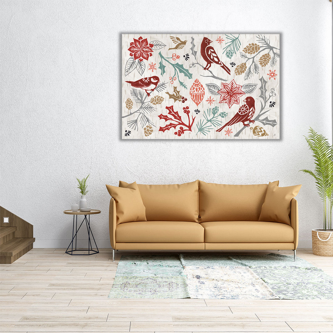 Woodcut Christmas II - Canvas Print Wall Art
