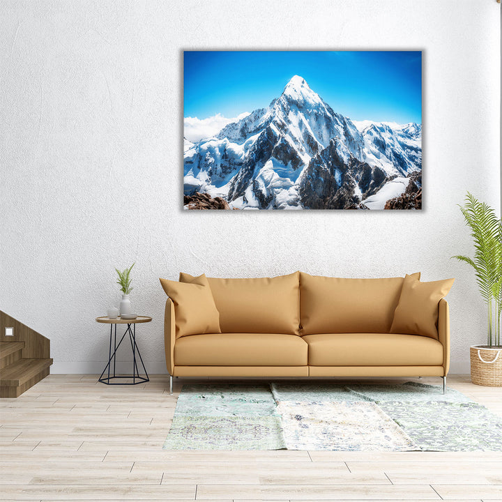 60x40 mountain canvas with blue and white tones