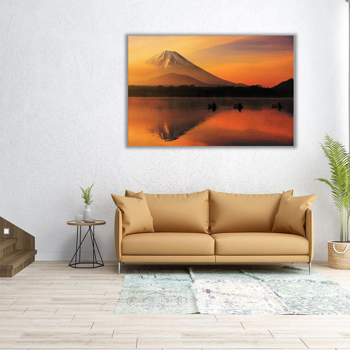 30x20 sunrise mountain print, earthy color tones