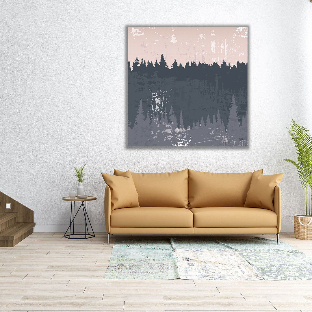 30x30 gray and pink abstract forest wall art