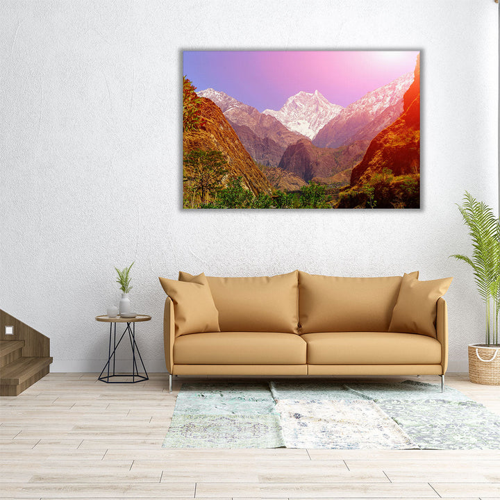 Snow Capped Himalayas - Canvas Print Wall Art