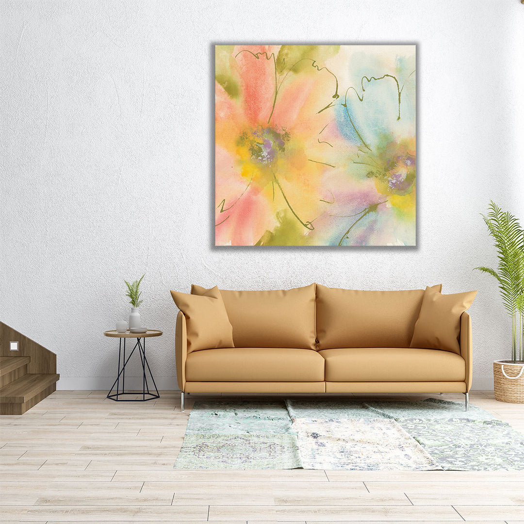 Neutral hallway botanical design on canvas
