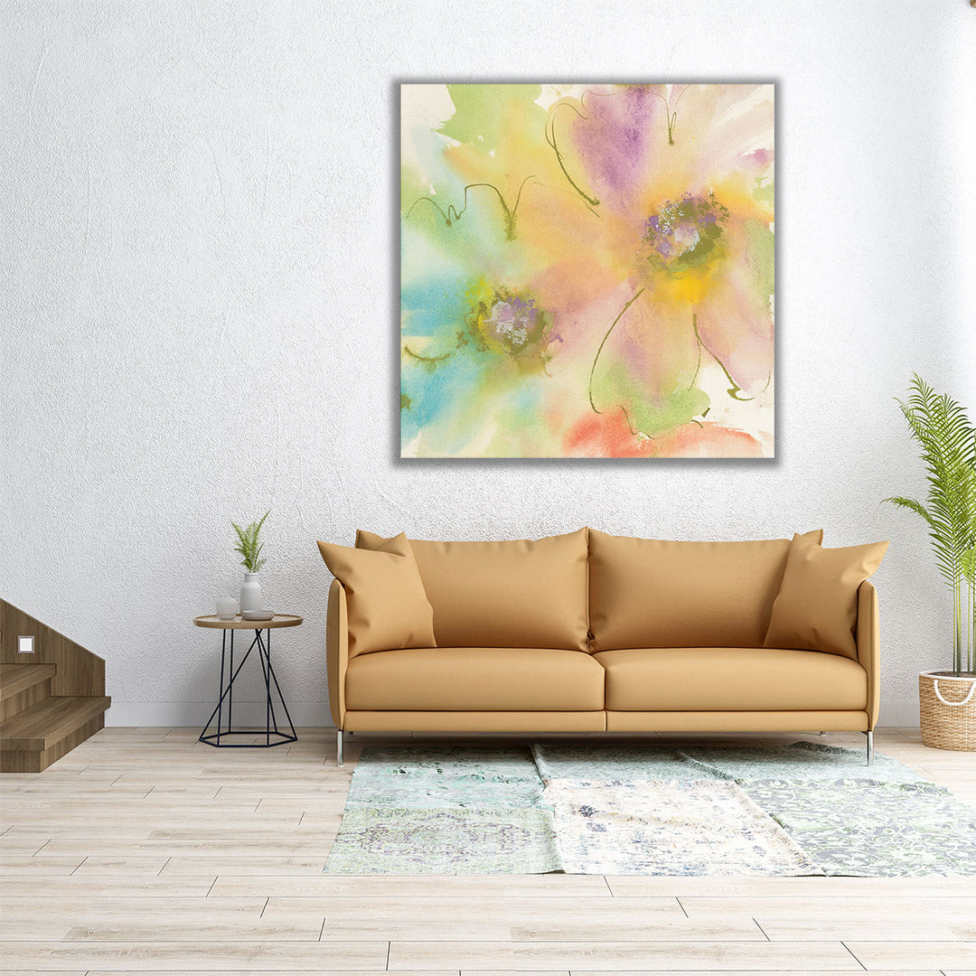 Hallway floral canvas print serene design