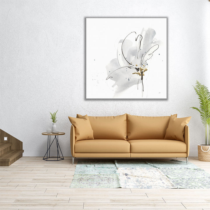 black line design on white canvas