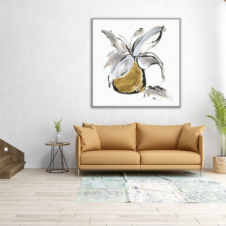 24×24 botanical canvas leaf motif