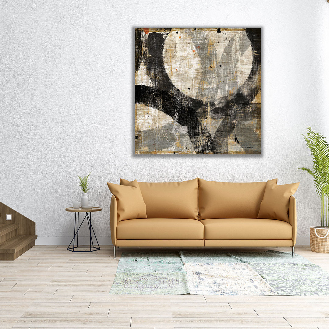 40x40 Wall Art – framed square abstract with modern geometry