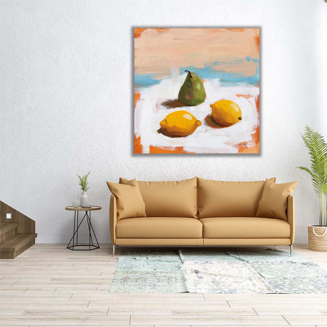 large kitchen art – bright yellow fruit accent
