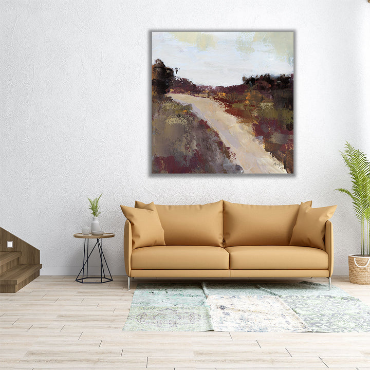 40x40 canvas of abstract path with earthy colors
