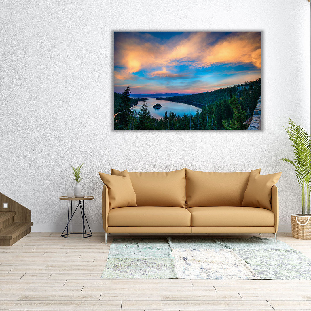 Top View of Lake Tahoe, Sierra Nevada - Canvas Print Wall Art