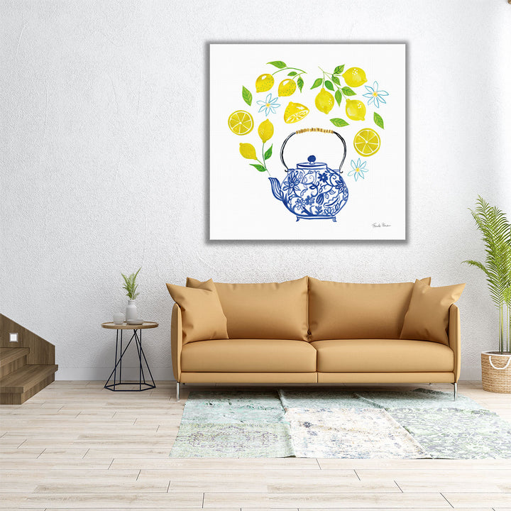 20x20 Canvas Print – lemon and teapot closeup