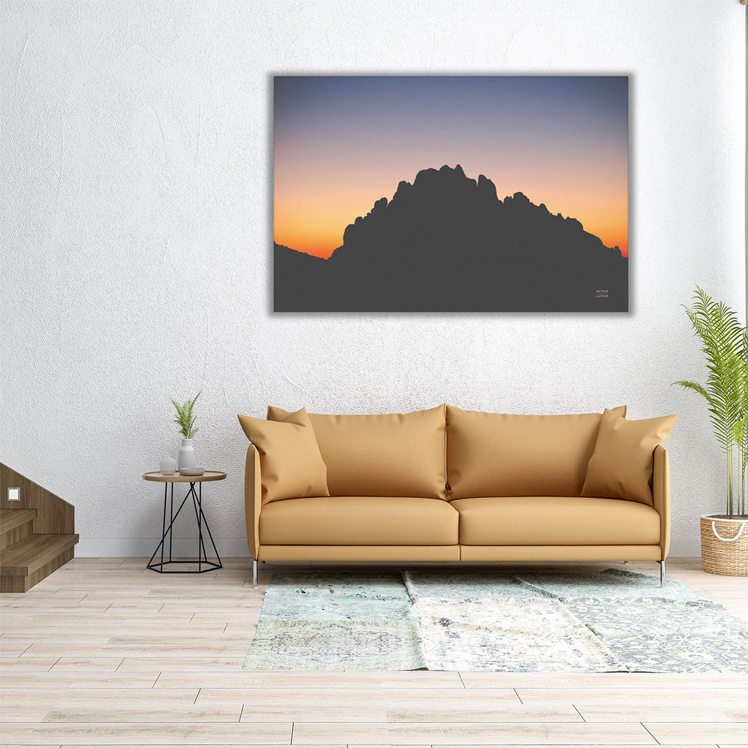 30x20 mountain sunset wall art with dark ridges
