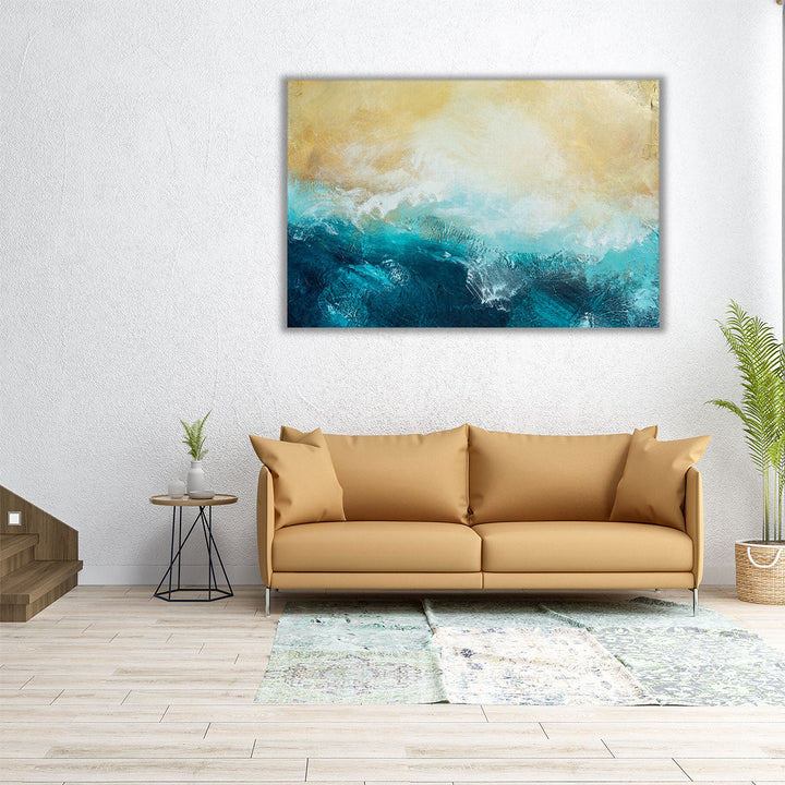30x20 abstract ocean wall art with neutral tones