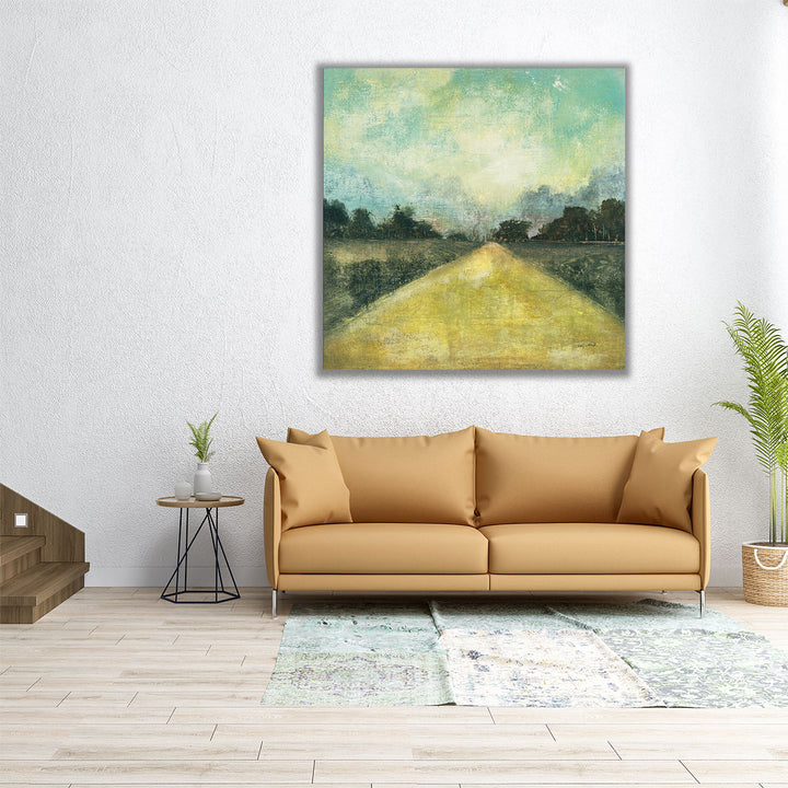 12×12 inch canvas print with sunlit landscape