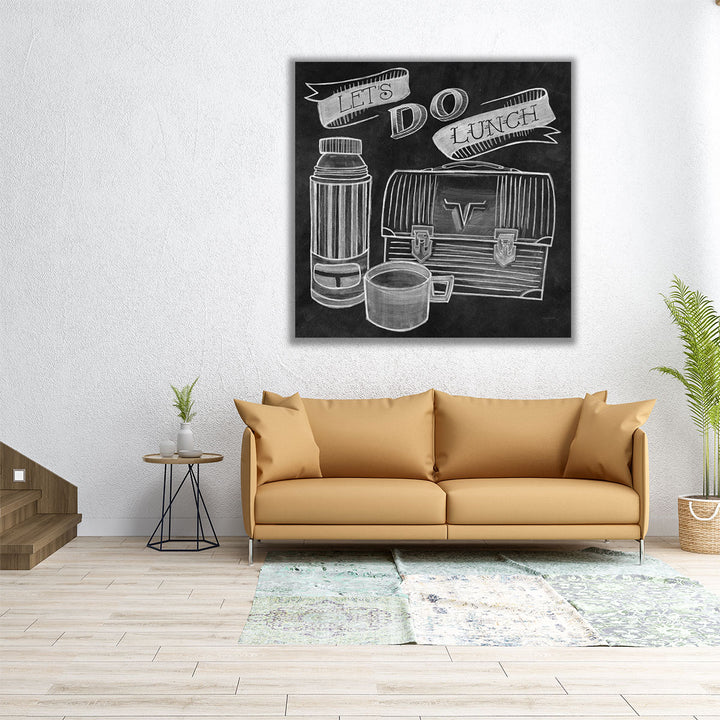 Lets Do Lunch Chalk Black and White - Canvas Print Wall Art