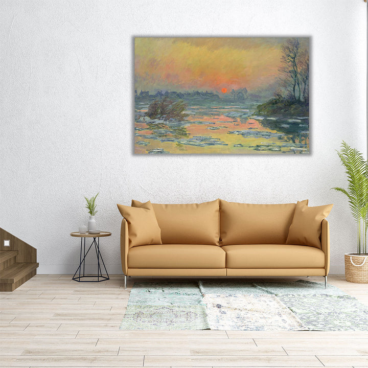 Sunset on the Seine in Winter, 1880 - Canvas Print Wall Art
