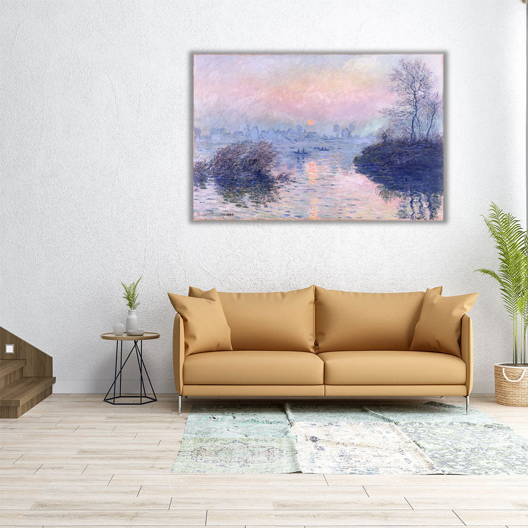 Sunset on the Seine at Lavacourt, Winter Effect, 1880 - Canvas Print Wall Art