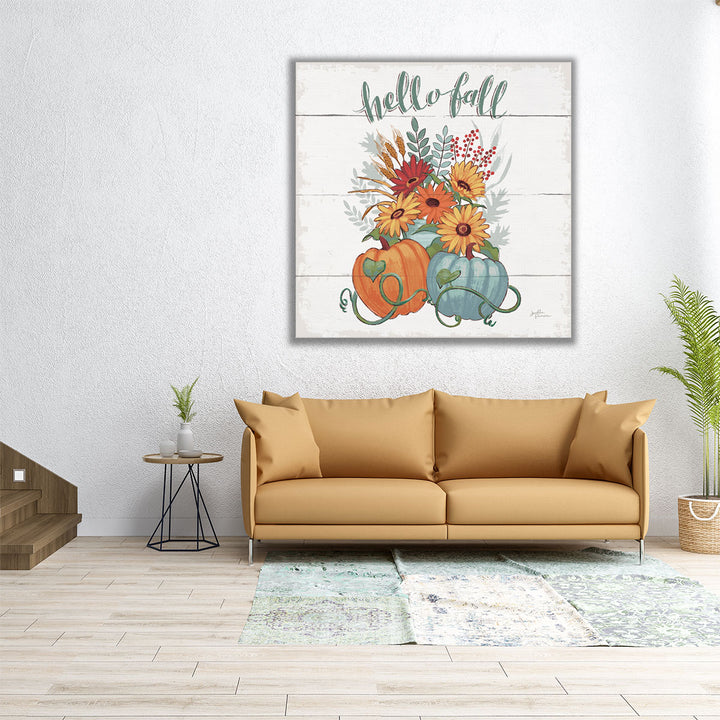 Fall Fun II Gray And Blue - Canvas Print Wall Art