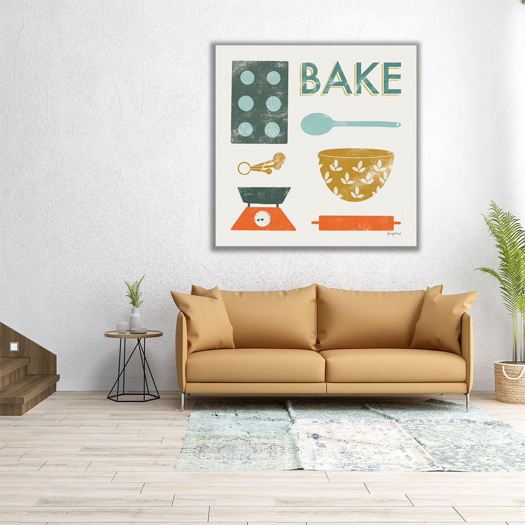 30x30 Canvas Print retro cookware motif