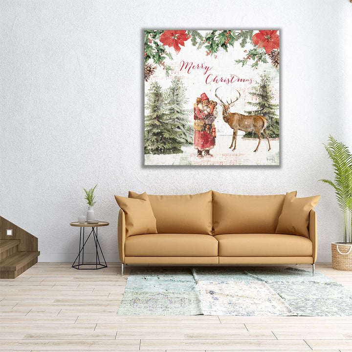 Wooded Holiday III Merry Christmas - Canvas Print Wall Art