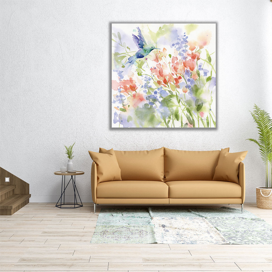 30×30 canvas hummingbird watercolor print