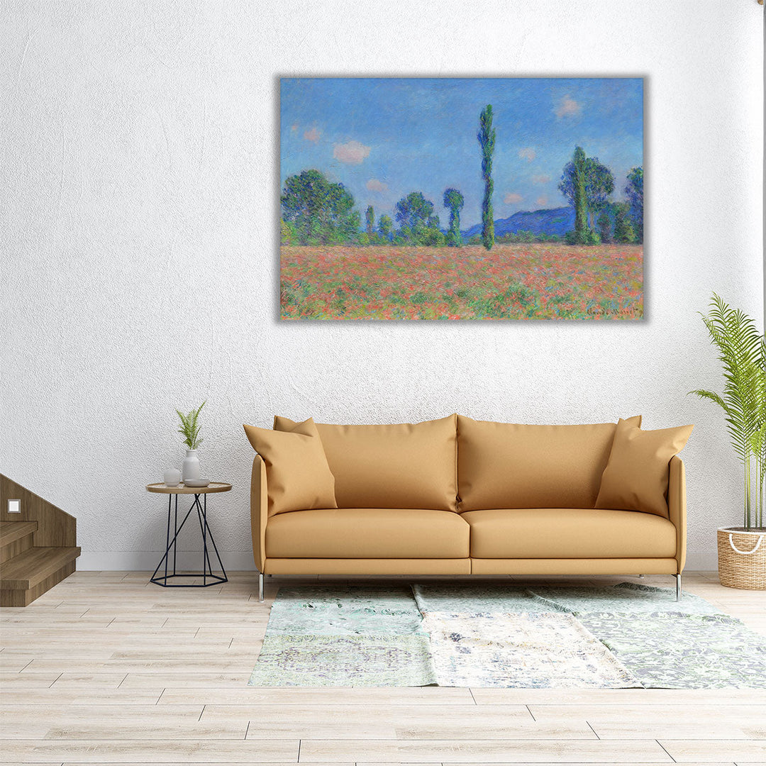 60x40 canvas featuring poppies and trees in calming tones