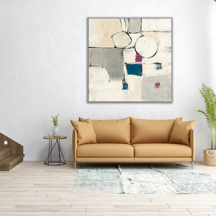 40x40 Wall Art – framed square canvas with abstract line forms