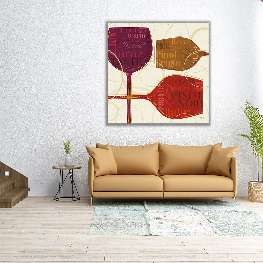 30x30 Canvas Print – colorful wine glass arrangement