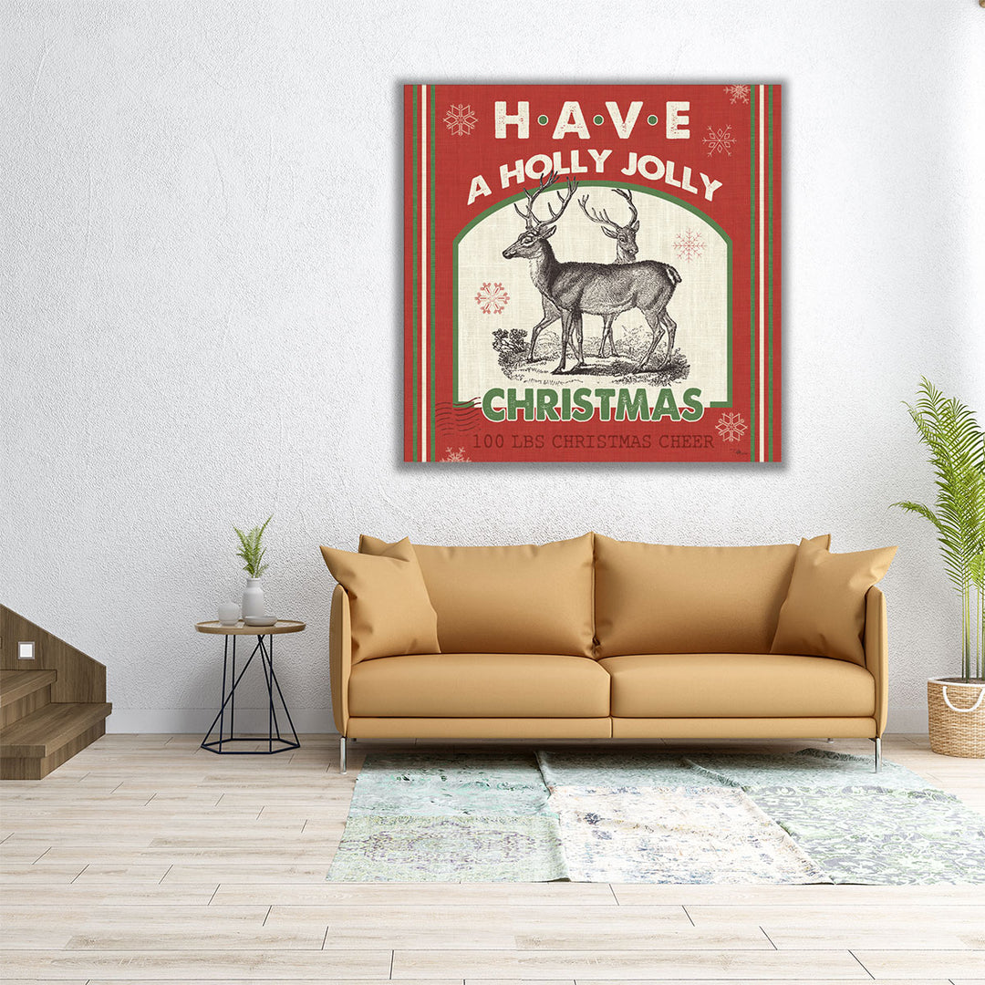 12×12 inch canvas print with holly motif