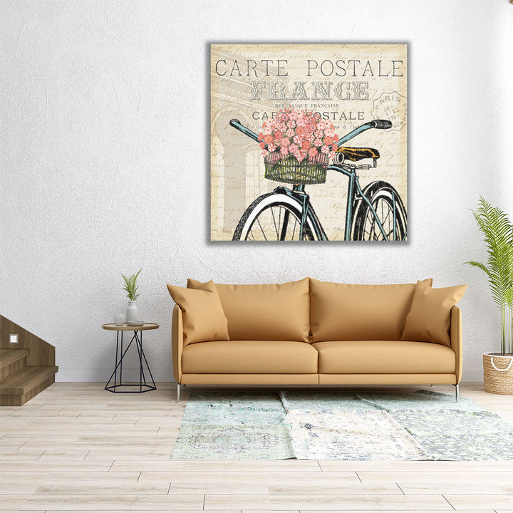 24×24 inch canvas hanging Parisian bicycle scene
