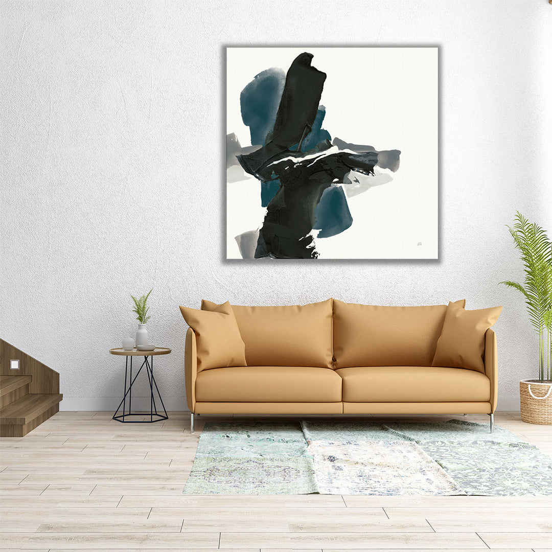 Black and Dark Teal IV - Canvas Print Wall Art