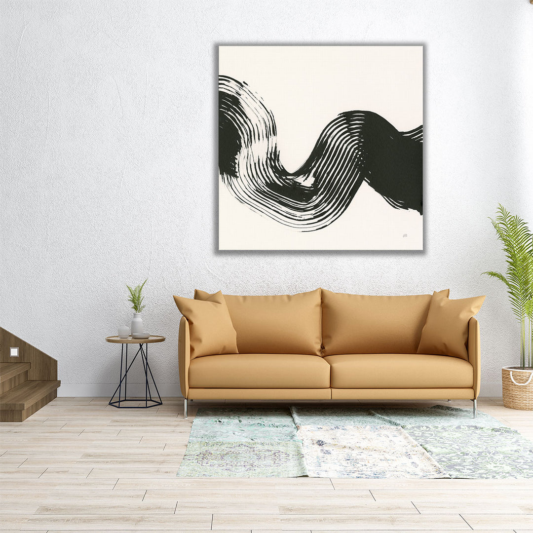 Brushed V Black and White - Canvas Print Wall Art