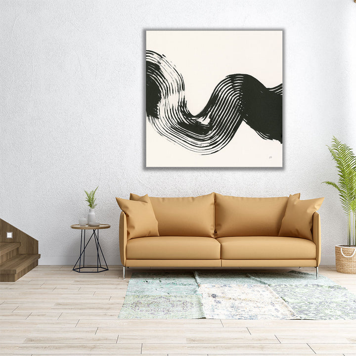 Brushed V Black and White - Canvas Print Wall Art