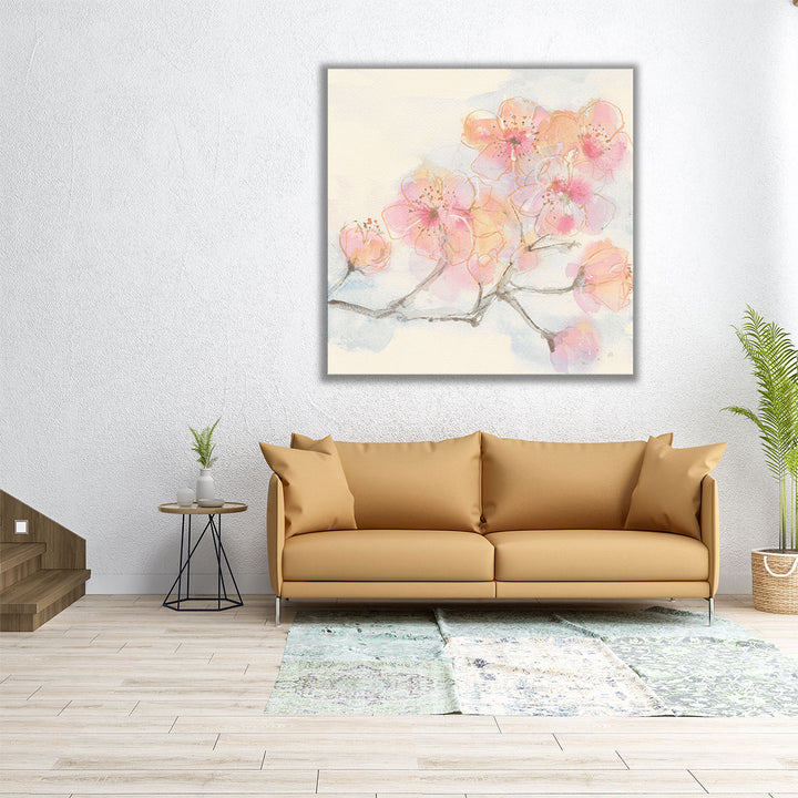 neutral pink floral art print